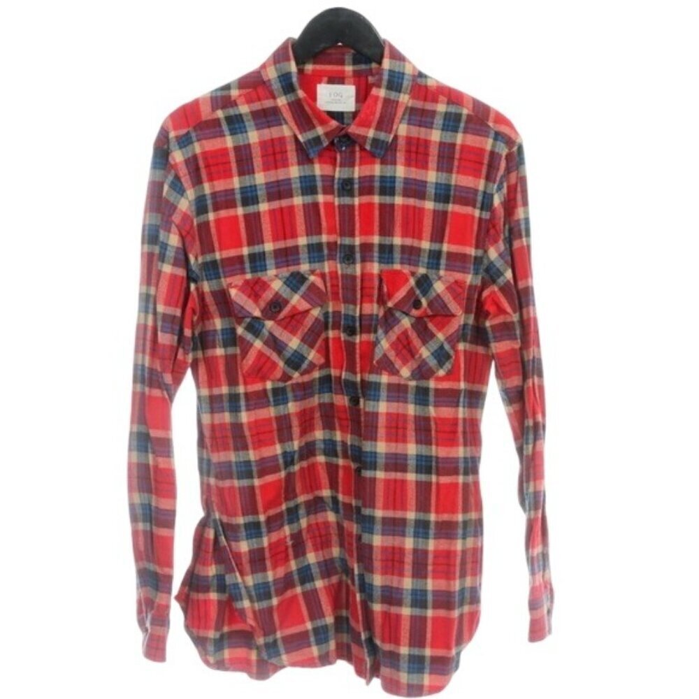 Fear of God FOG Medium Red Multi Tartan Plaid Flannel Button Down Shirt MSRP 260